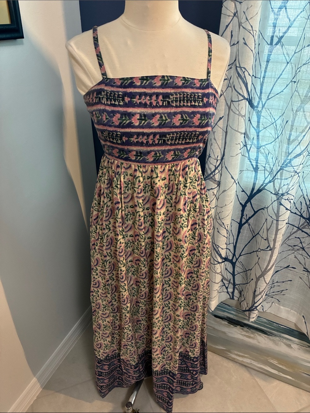 Natural Life Floral Pattern Spaghetti Strap Maxi Dress